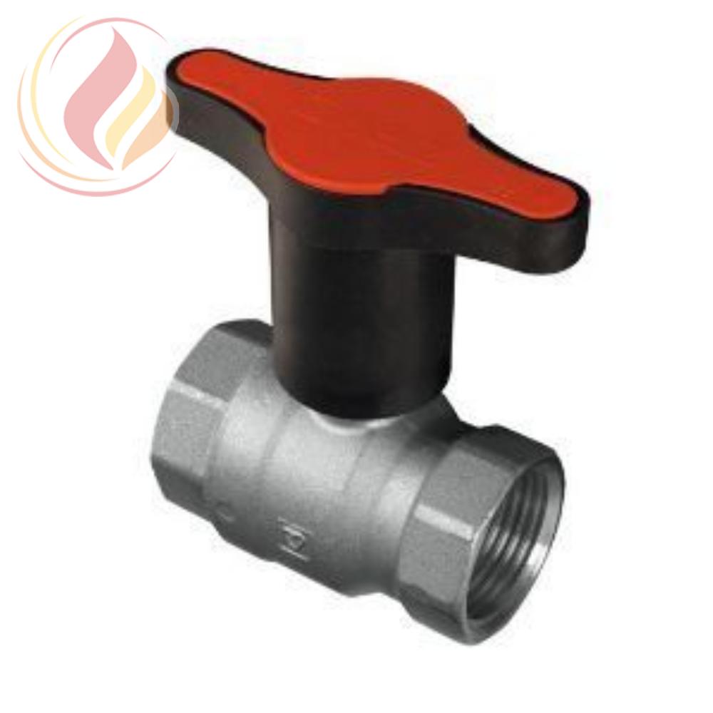 14617 HERZ 1220143 Кран шаровой красная ручка, DN25, PN25, -30...+150°C, Kvs 55 м3/час, никелированный